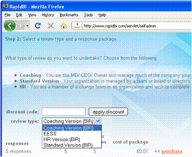 bir-sa select the type of review you want to undertake