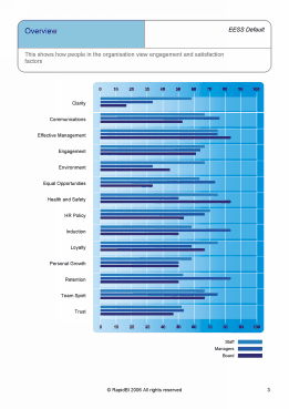 Employee Engagement Satisfaction Survey main output page graphic