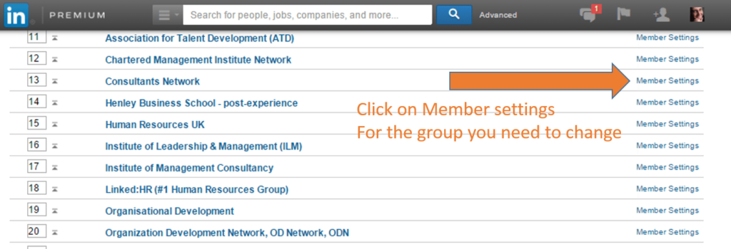 Click on Member settings For the group you need to change
