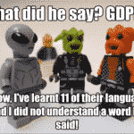 3 aliens have a conversation - What did he say? GDPR?