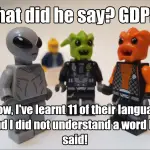 3 aliens have a conversation - What did he say? GDPR?