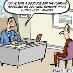 Cartoon, 2 people in an office