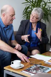 informal meeting man woman